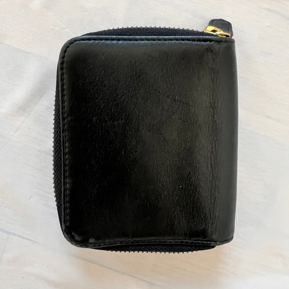 vintage HOBO Black Leather Double Zipper Card Wallet Unisex - Picture 3 of 9